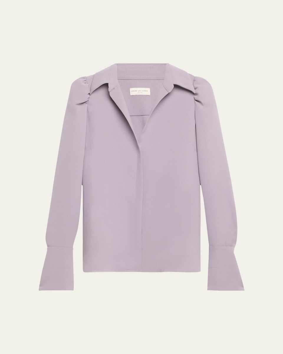 Celindra Crepe Puff-Sleeve Shirt
